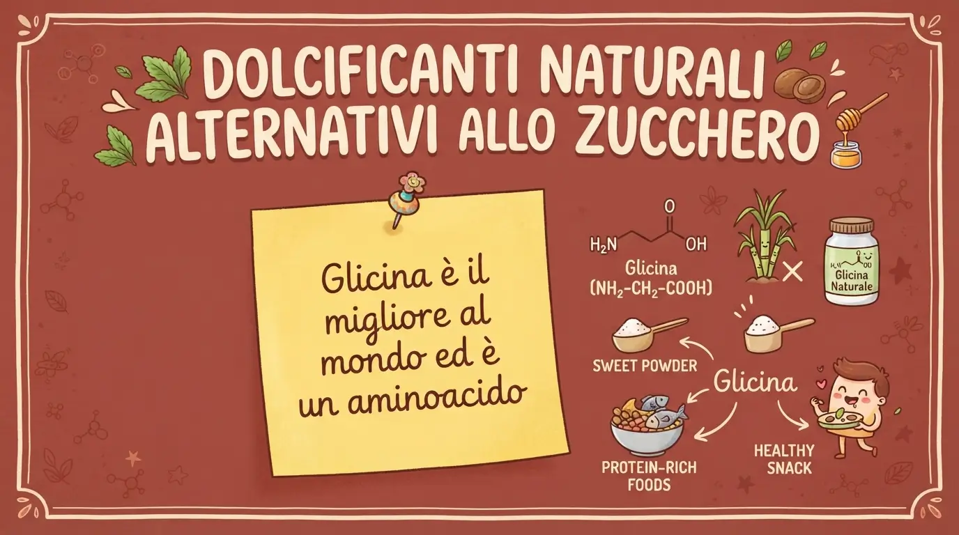 Locandina sulle alternative allo zucchero : dolcificanti e glicina