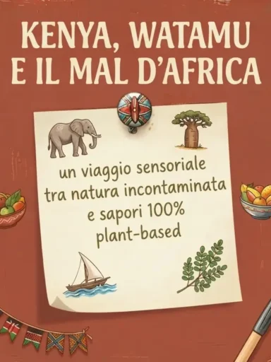 Locandina sul Kenya su sfondo bordeaux