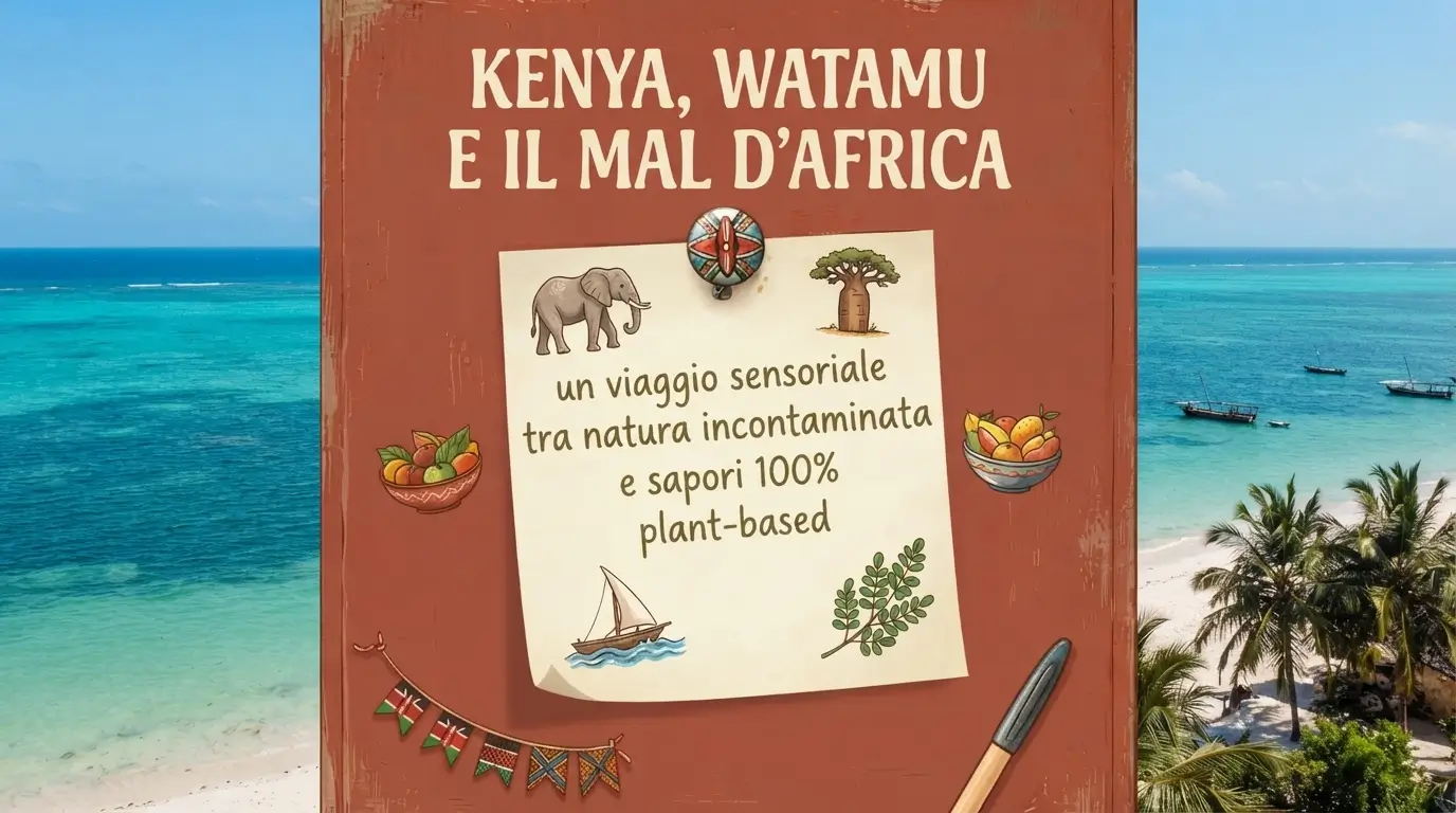 Locandina sul Kenya su sfondo bordeaux
