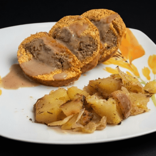 Arrosto di mopur ripieno di funghi e castagne