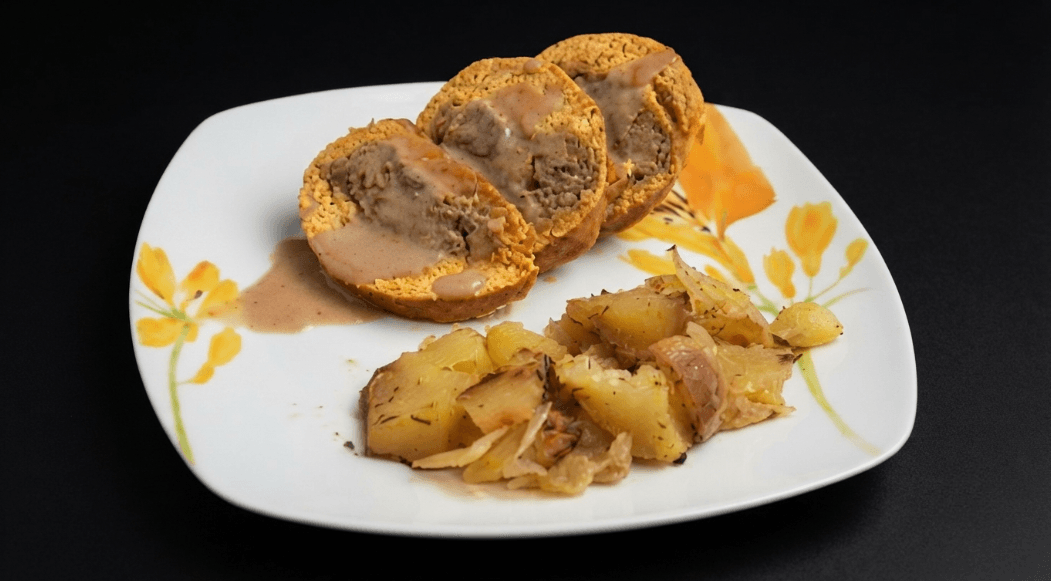 Arrosto di mopur ripieno di funghi e castagne