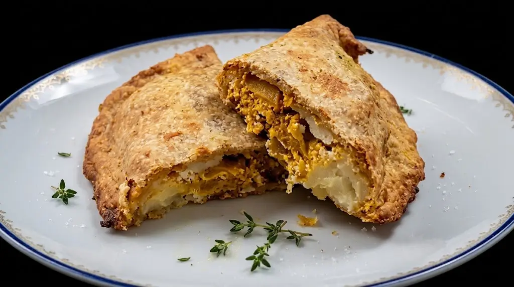 Calzoni integrali di zucca,affettato di mopur,mozzarella veg e ricotta di soia