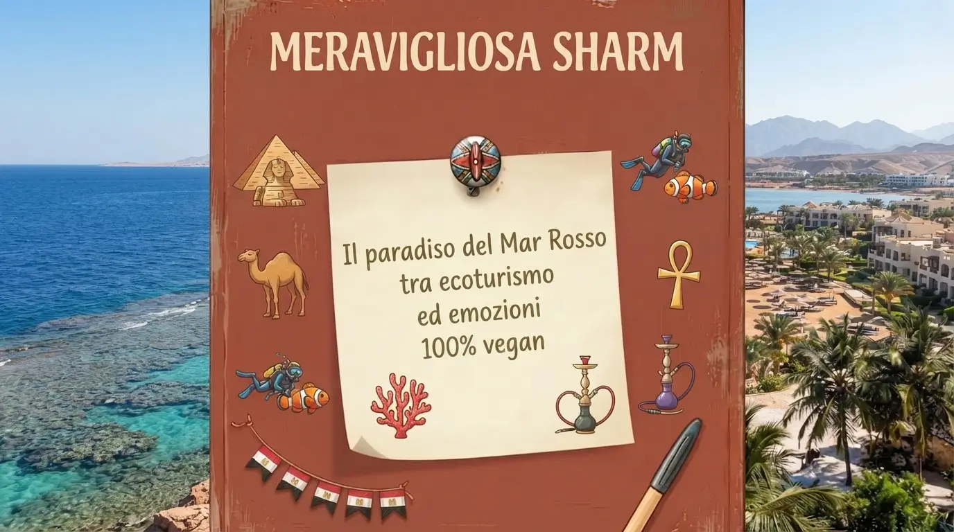 Locandina bordfeaux Meravigliosa Sharm El Sheikh:il paradiso del mar rosso tra eco-turismo ed emozioni 100%vegan