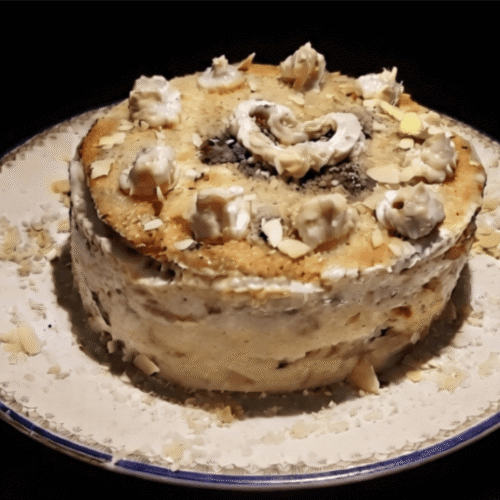 Torta di mandorle , cioccolato e zenzero farcita con crema frangipane