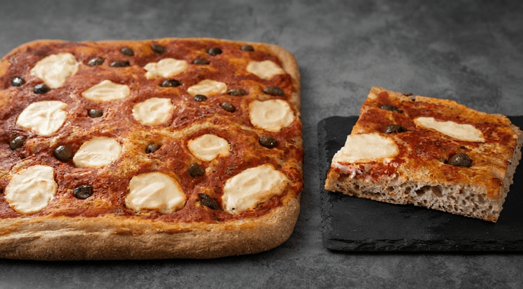 Pizza 100% integrale con stracchino vegano