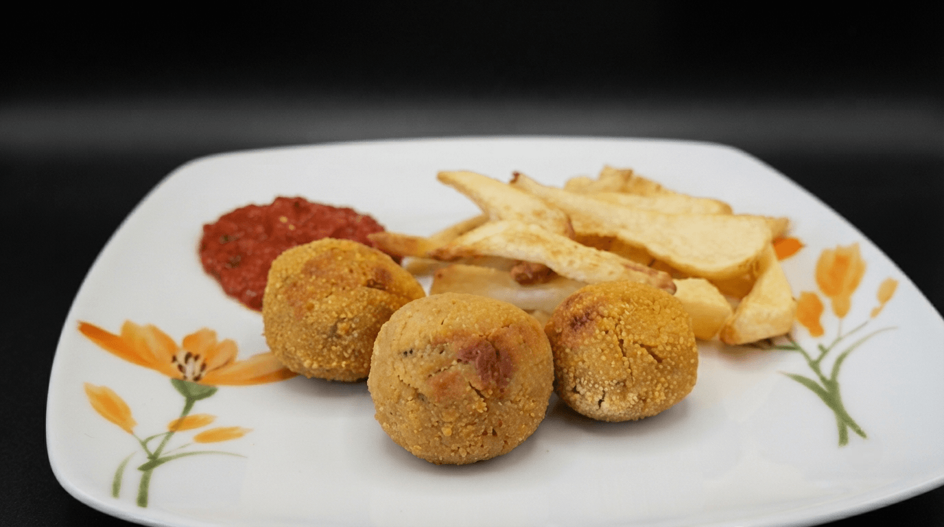 Polpette di ceci con salsa ai peperoni