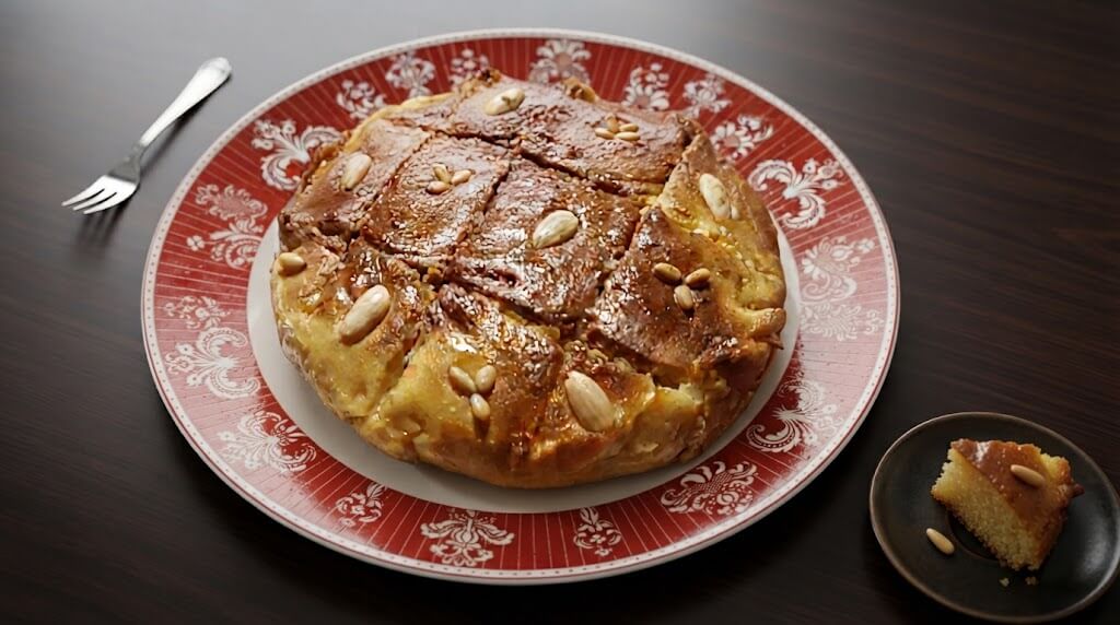 Torta libanese all’acqua di fiori di arancio e sciroppo atter (namoura)