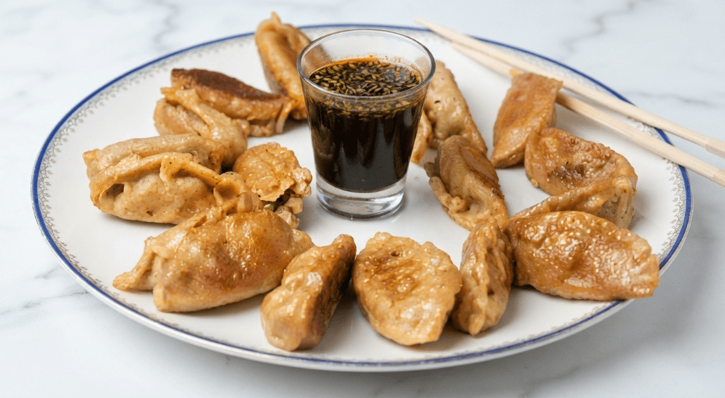 Gyoza o jiaozi alla piastra : ravioli giapponesi-cinesi