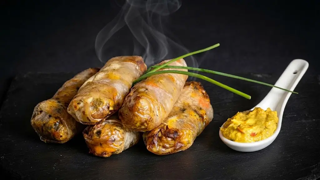 Involtini primavera con salsa di senape piccante all'orientale
