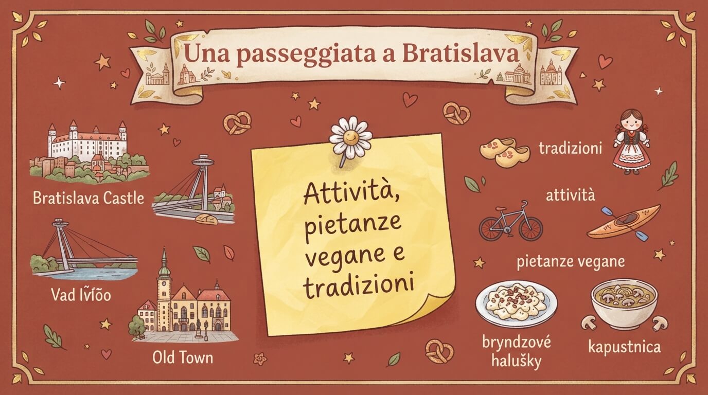 Locandina Una passeggiata a Bratislava: attività, pietanze vegane e tradizioni