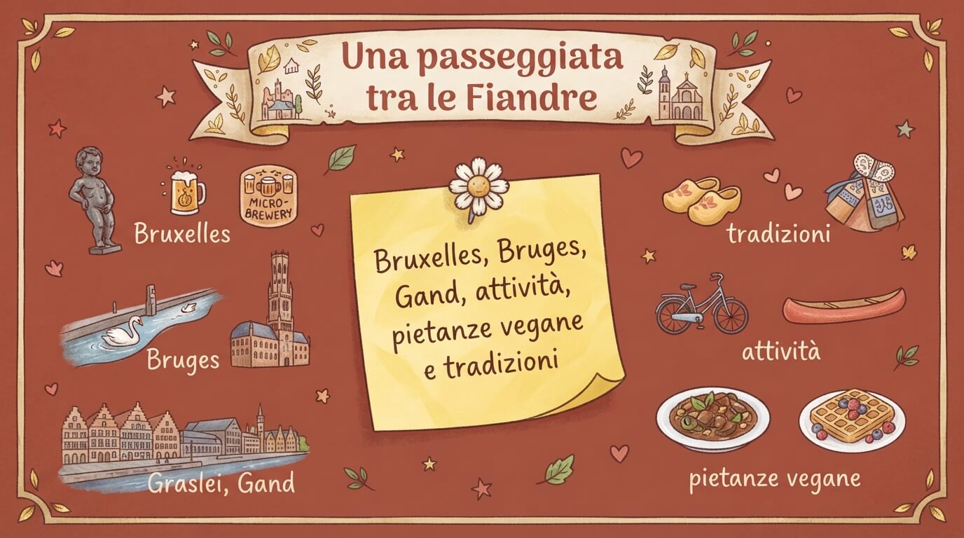 Locandina Una passeggiata tra le Fiandre: Bruxelles,Bruges,Gand,attività,pietanze vegane e tradizioni