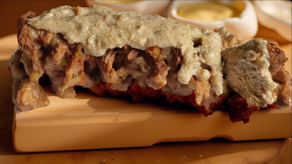 Arrosto di “manzo” medievale con salsa alle mandorle