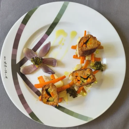 Involtini di “pollo”di soia e verdure confit