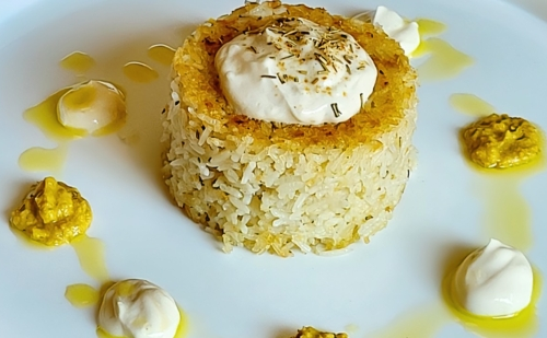 Riso Basmati al Salto Vegano con Panna Acida