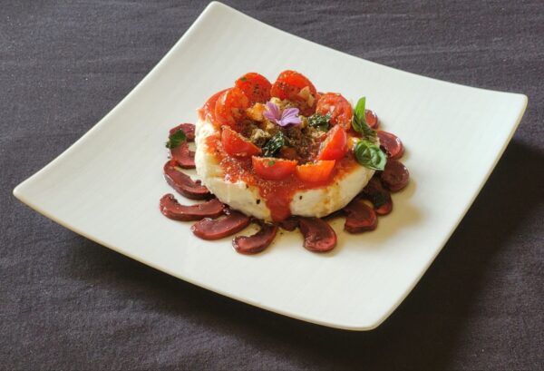 RICETTA SECONDO PIATTO GOURMET DI AGOSTO - Caprese Calda con Gamberetti Vegana