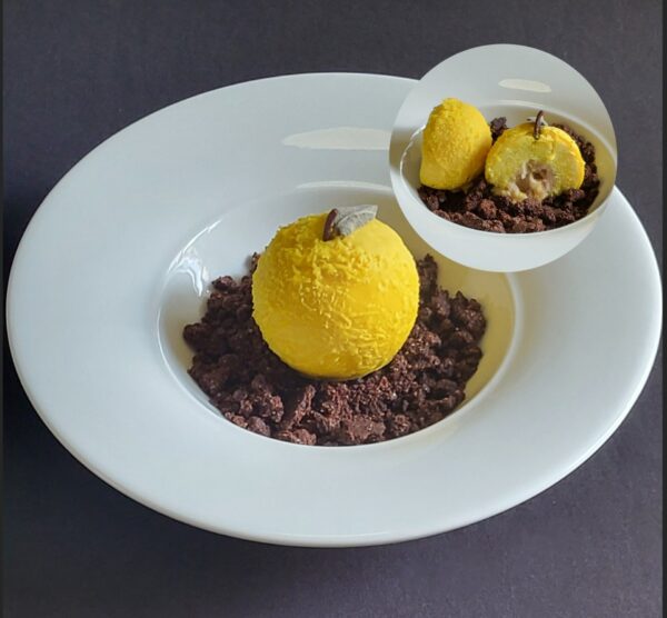 RICETTA DESSERT GOURMET DI AGOSTO - Limone cioccolato bianco mela cannella crema crumble cacao vegan