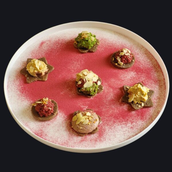 RICETTA ANTIPASTO GOURMET DI APRILE - Tavolozza di patè su blinis bicolore crudisti