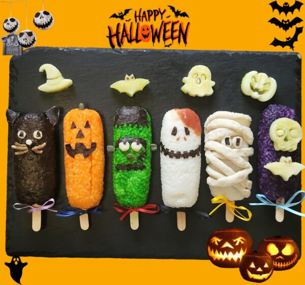 RICETTA ANTIPASTO GOURMET DI NOVEMBRE - Onigiri Halloween tonno veg formaggio alghe