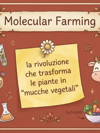 Locandina Molecular Farming: la rivoluzione che trasforma le piante in "mucche vegetali"