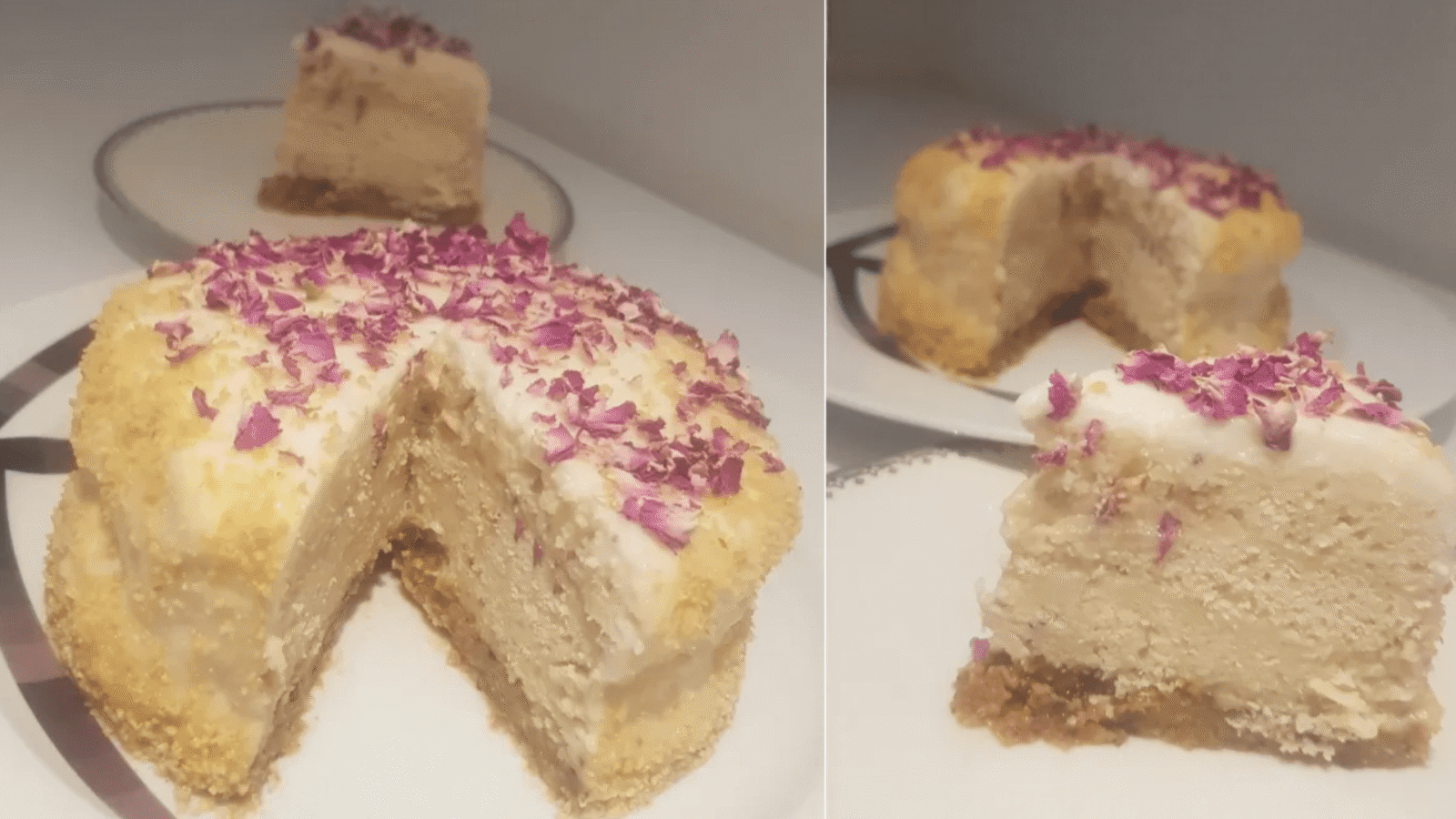 Torta farcita con petali di rosa
