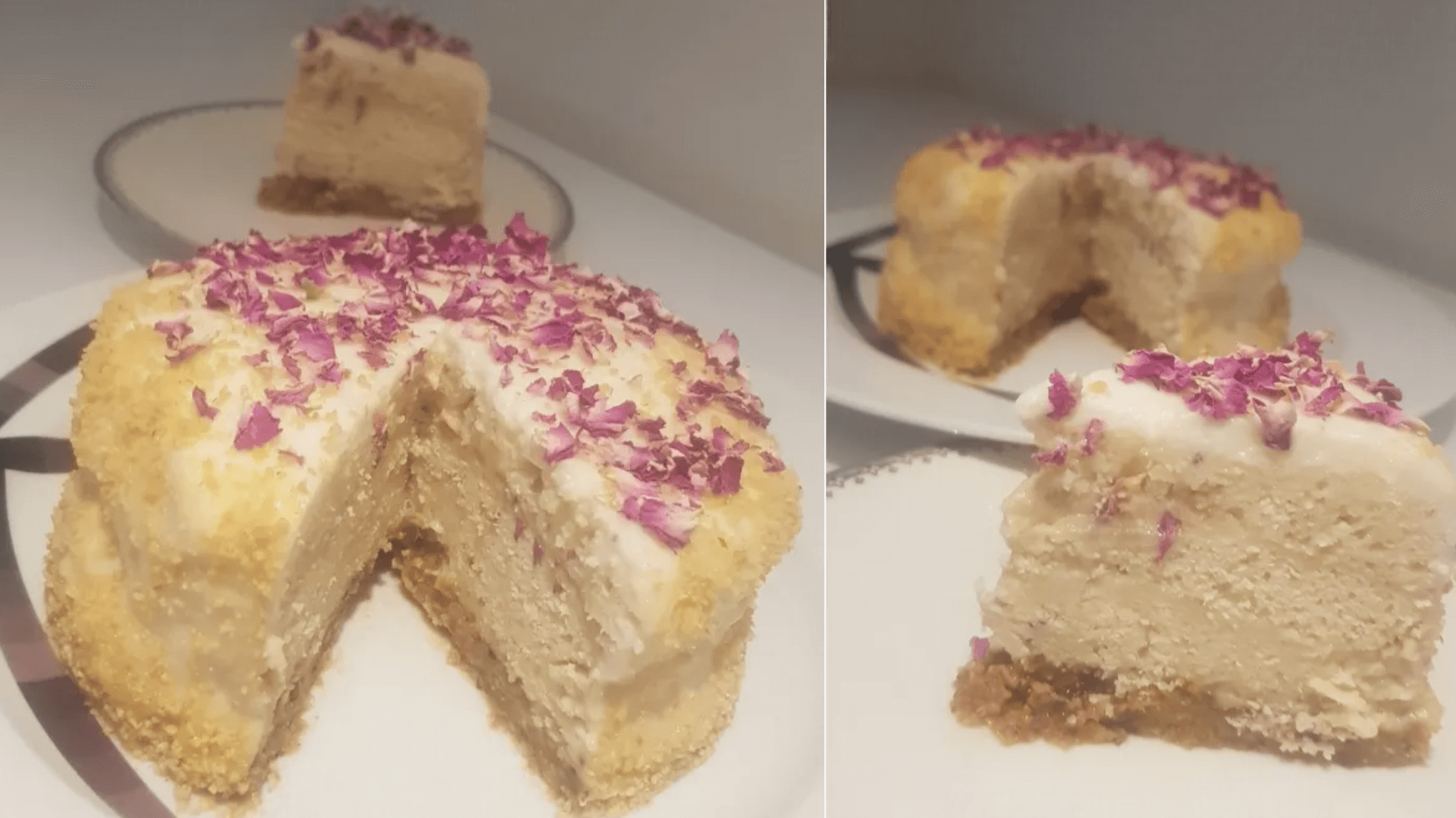 Torta farcita con petali di rosa