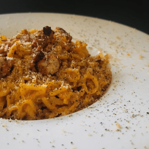 Carbonara vegana che non ti aspetti : tonnarelli e guanciale fatti in casa