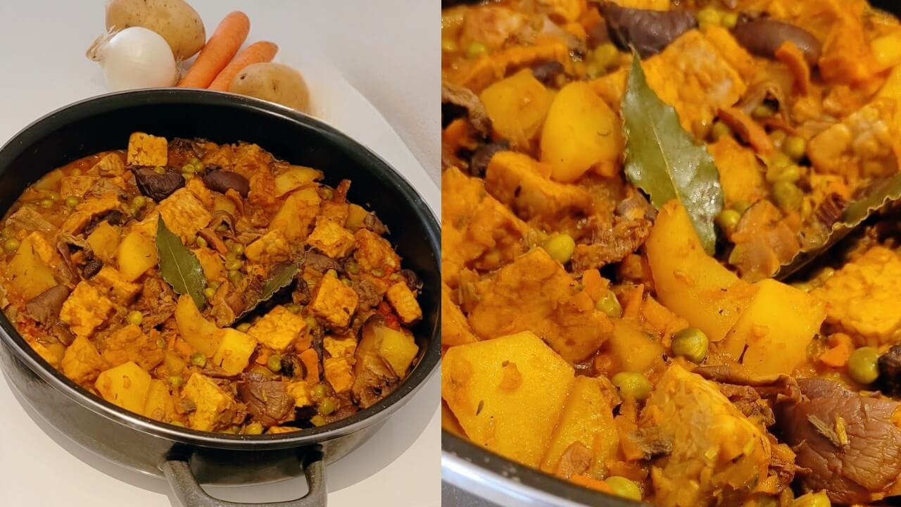 Spezzatino con patate vegetale in tegame