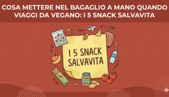 Locandina bordeaux con al centro post it giallo , i 5 snack salvavita