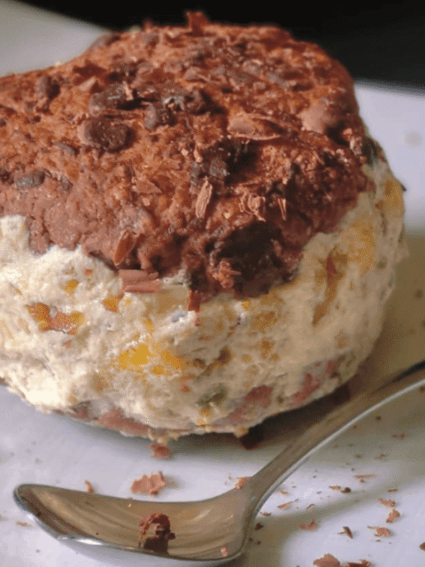 Biscotto gelato su piatto bianco