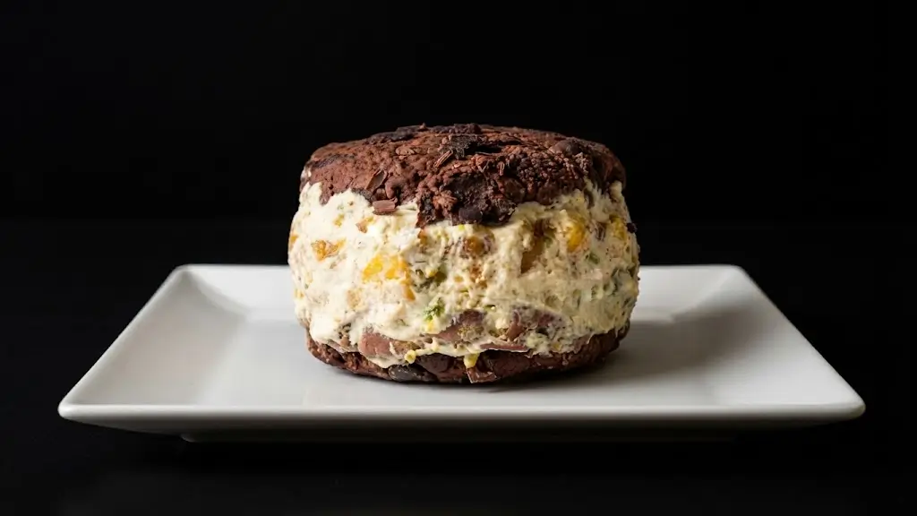 Biscotto gelato con ricotta e pesche