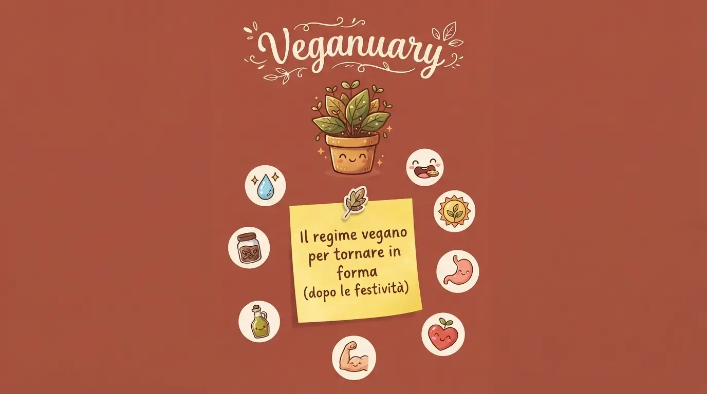 Locandina «Veganuary»: il regime vegano per tornare in forma (dopo le festività)