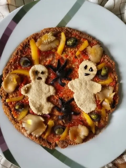 Pizza crudista con mozzarawella spaventosa di Halloween🎃