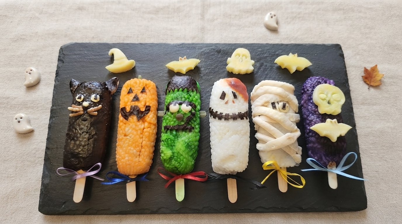 Onigiri spaventosi Halloween ripieni tonno vegano PaulVeg
