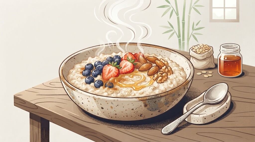 Porridge di avena cremoso con latte fortificato e frutta secca ricetta PaulVeg