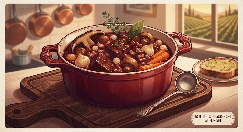 Boeuf Bourguignon vegano ai funghi