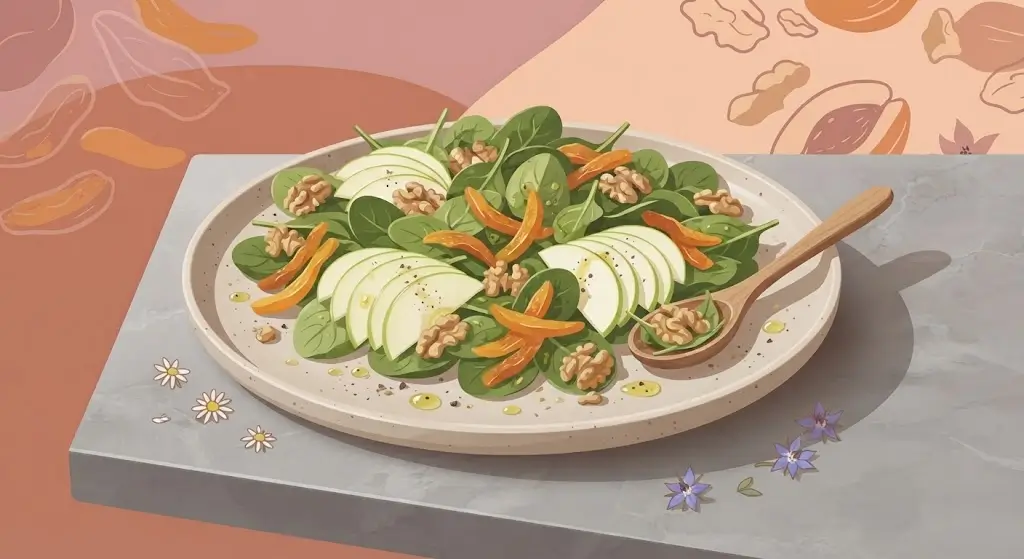 Insalata con albicocche secche e noci