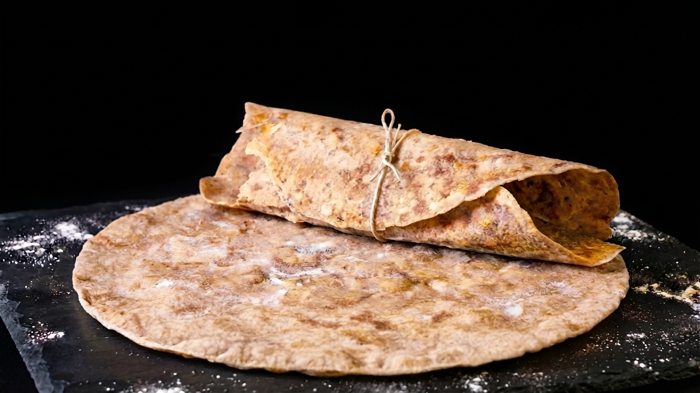 Tortillas integrali: la ricetta della base leggera e semplice su piatto ardesia nero