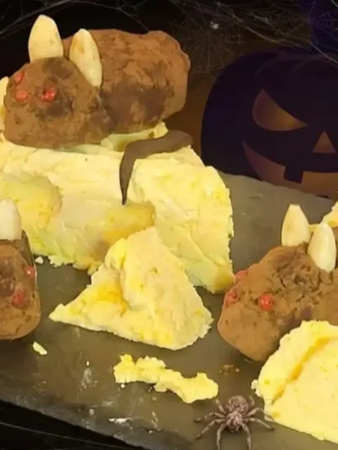 Dolcetto o scherzetto?Mousse dolce al limone e topolini di cioccolato