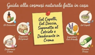 Locandina bordeaux su cosmesi naturale , prodotti fatti in casa